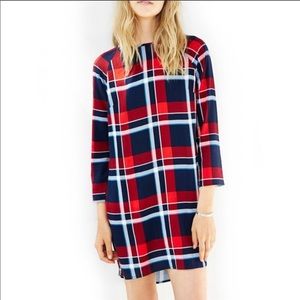 Native Youth Crop-Sleeve Plaid Dress